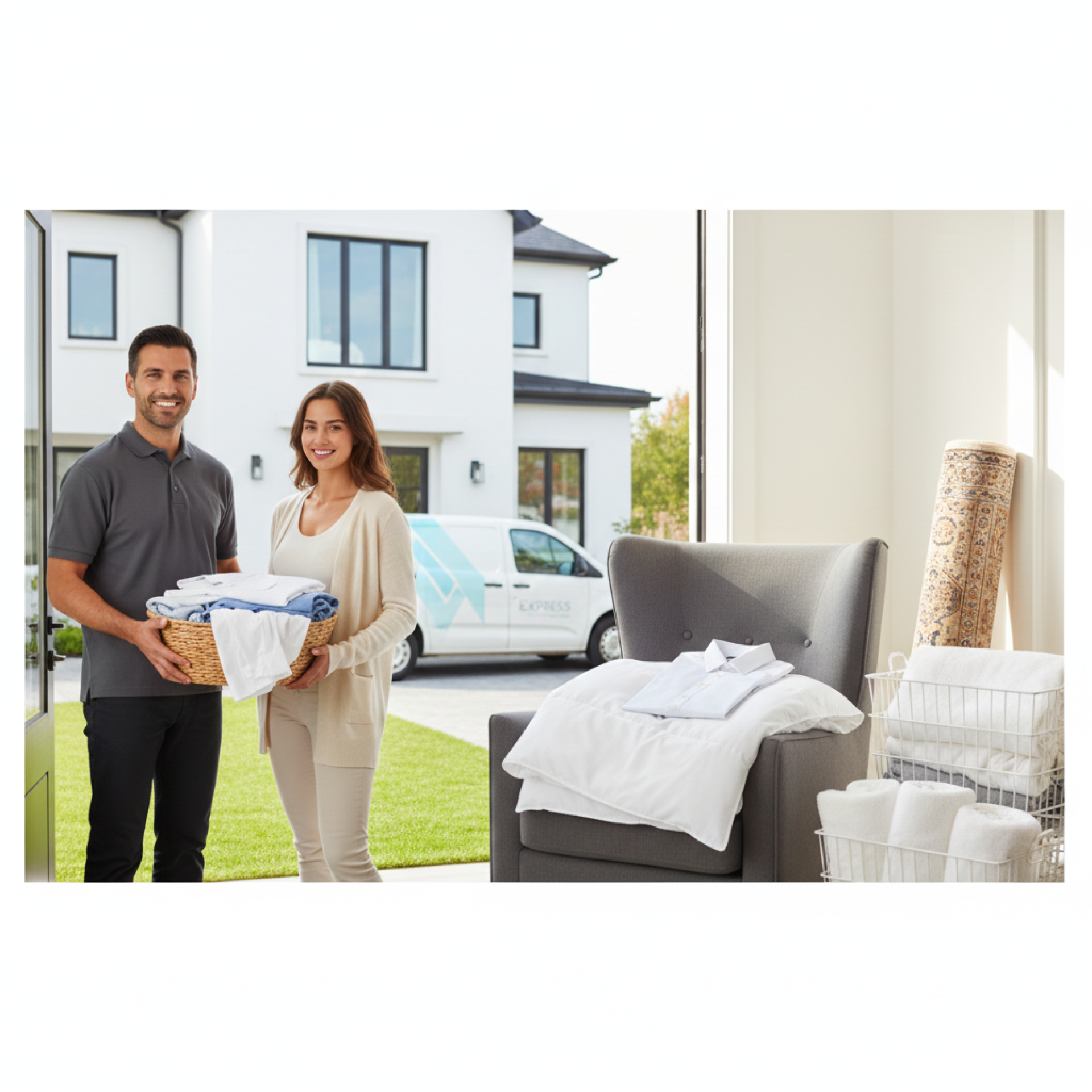 Adorable child assisting in laundry chores indoors with mother.